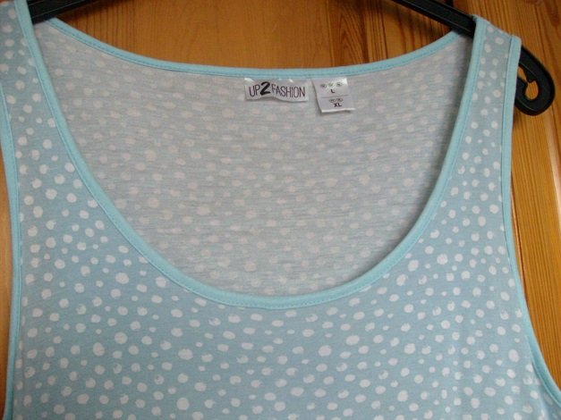 hellblau mit weißen Tropfen Damen Träger Top Shirt L XL (44, 46, 48), Up2Fashion, luftig, super für den Sommer