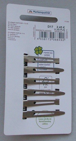 6 Stück ebelin (vom DM Drogerie Markt) neu Haar Schnabelklammern Haarklipsklammern Haarklammern Haarklipse Haarclipse, je ca. 4,5 cm lang, silbrig (Modeschmuck)