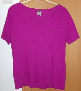 neu & ungetragen: sehr schön dunkel (dark) pink Basic Dame T-Shirt Up2Fashion L XL 44, 46, 48, mit Rundhalsausschnitt