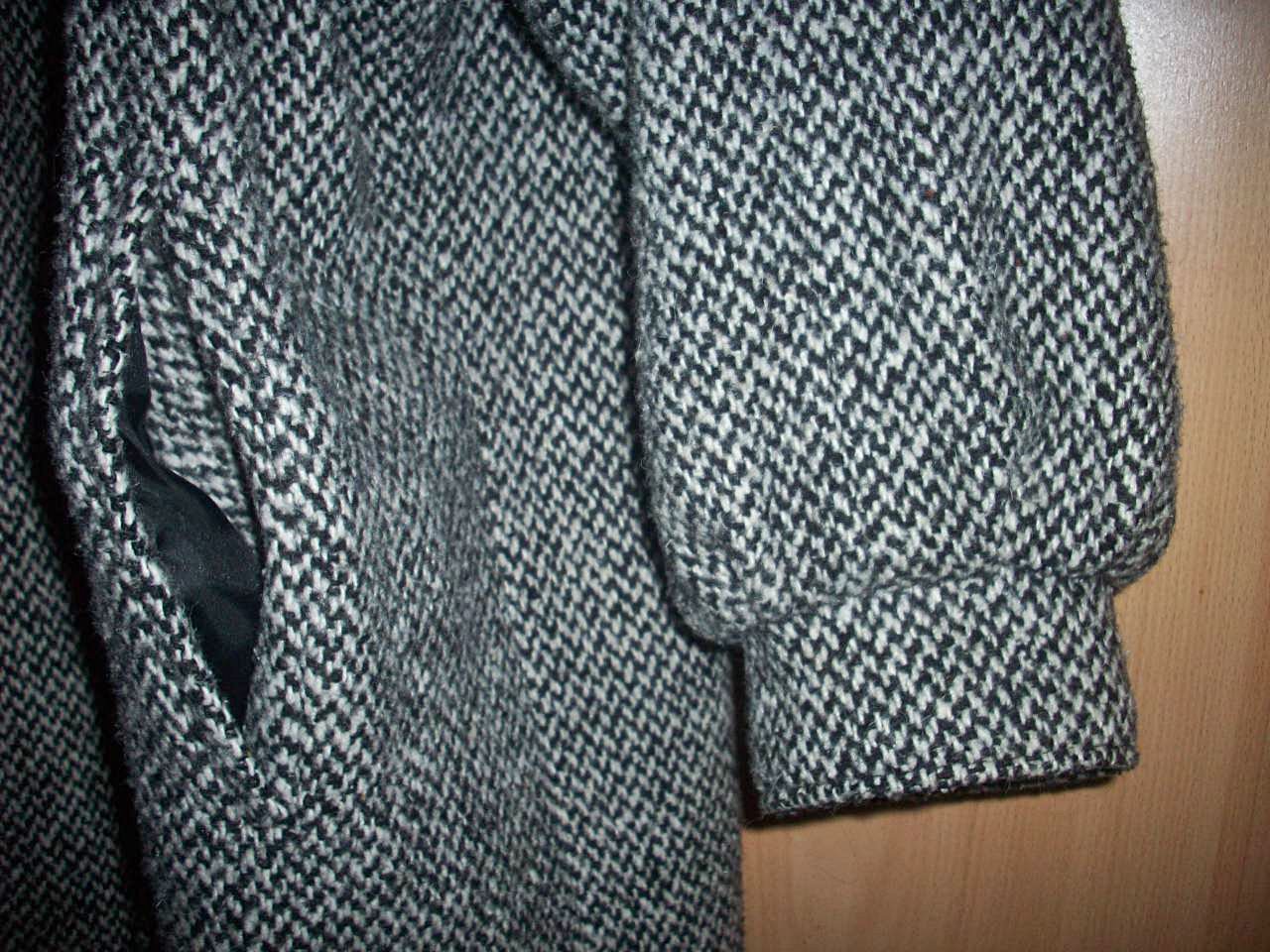 Wintermantel Damen Mantel Winter Wolle Wollmantel klassisch schwarz/weiß Gr 36