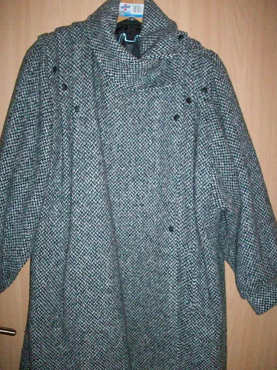 Wintermantel Damen Mantel Winter Wolle Wollmantel klassisch schwarz/weiß Gr 36
