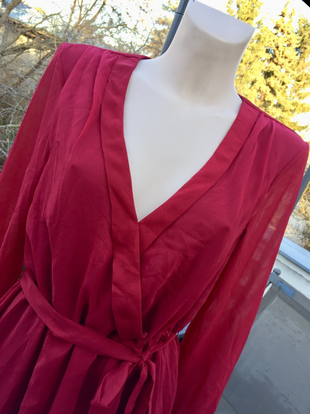 NELLY Chiffon KLEID kirschrot Gr. 40