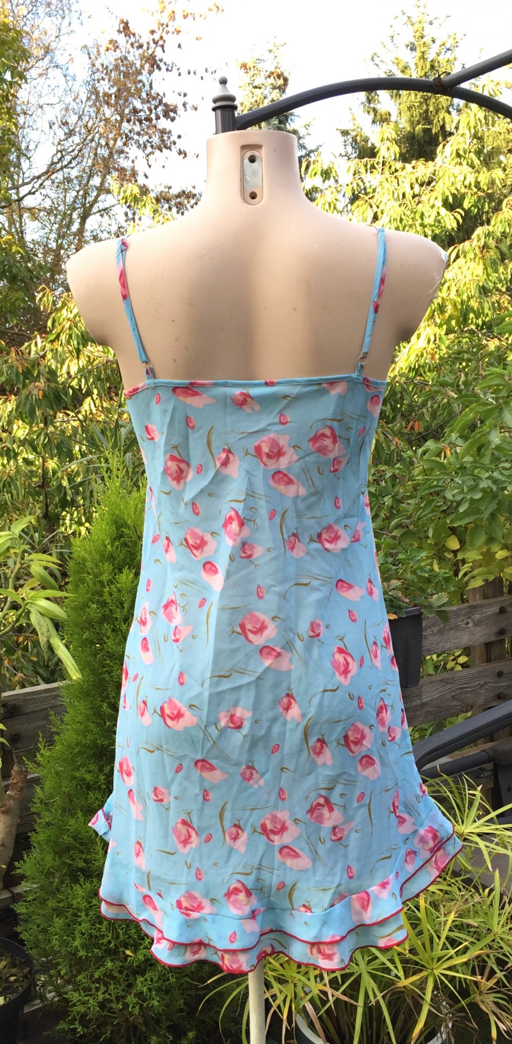 CHIFFON Spaghetti NACHTHEMD Negligé Strandkleid Gr. S