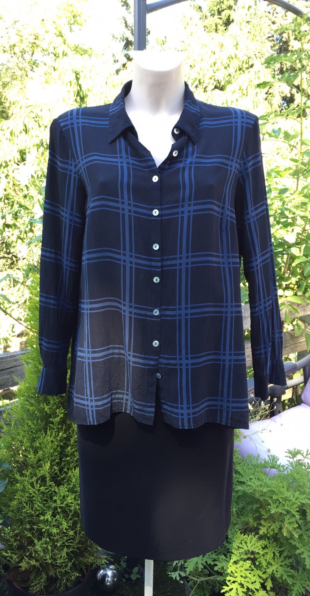 Seidenbluse BLUSE Karobluse HEMDBLUSE Gr.