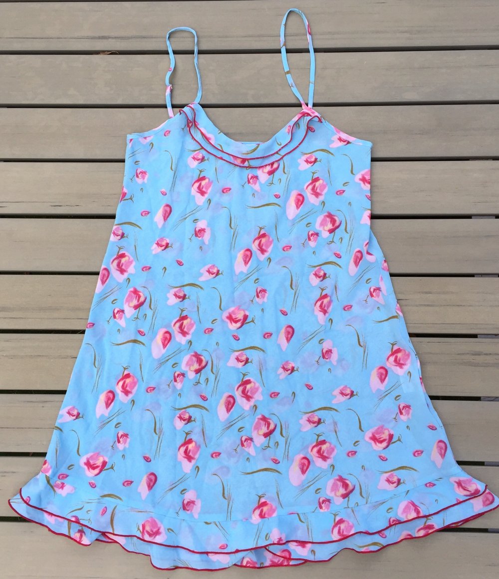 CHIFFON Spaghetti NACHTHEMD Negligé Strandkleid Gr. S
