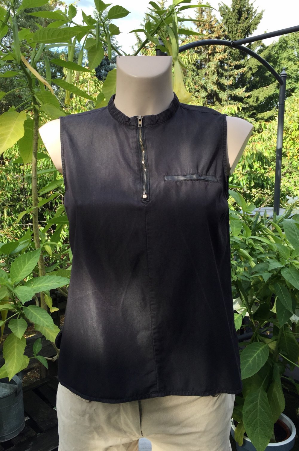 VERO MODA Bluse TOP Kunst-Leder-Details Gr. M