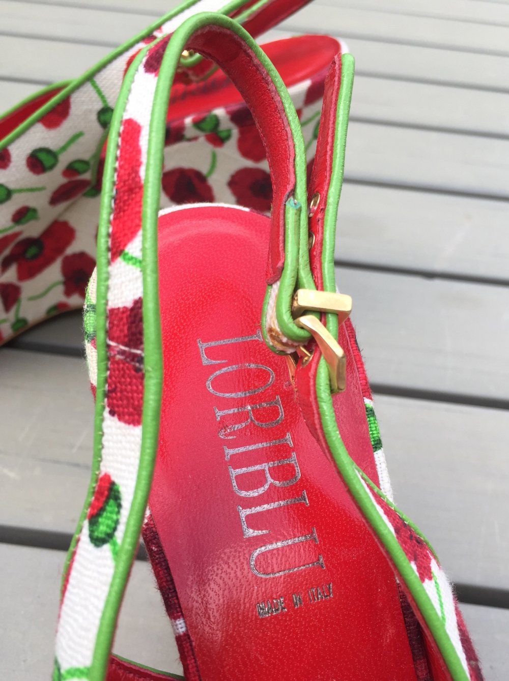 LORIBLU Wedges SANDALE Keilabsatz PUMPS Mohnblumen POPPY Gr. 40