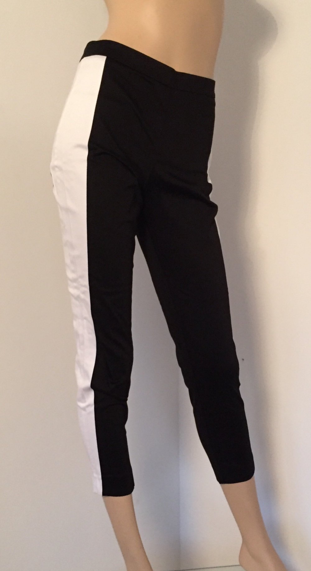 H&M SLACKS Stretch HOSE schwarz/weiß Gr. 36