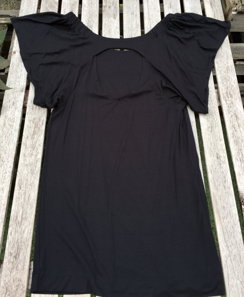 HÜFTGOLD Shirt TOP Flügelärmel RÜCKEN DEKOLLETÉ Gr. S
