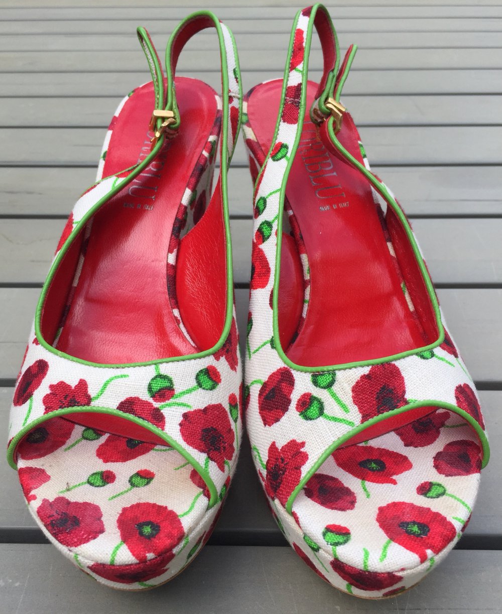 LORIBLU Wedges SANDALE Keilabsatz PUMPS Mohnblumen POPPY Gr. 40