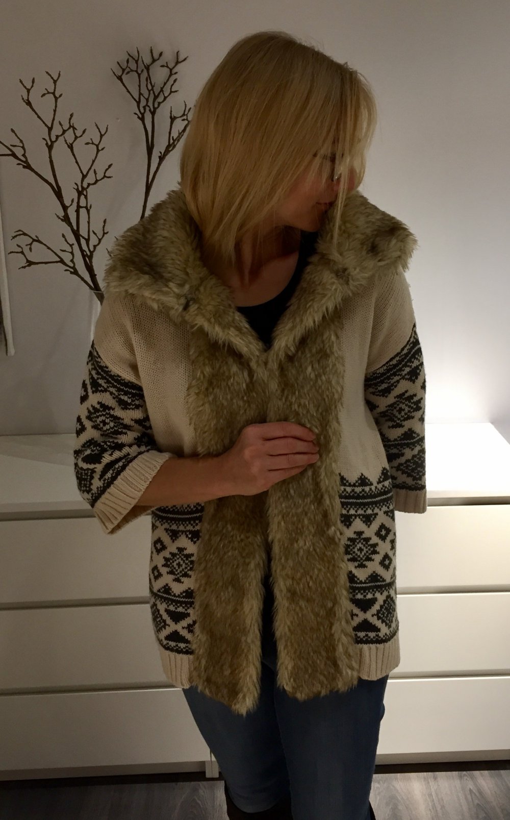 FOREVER 21 Cardigan STRICKMANTEL beige Gr. S