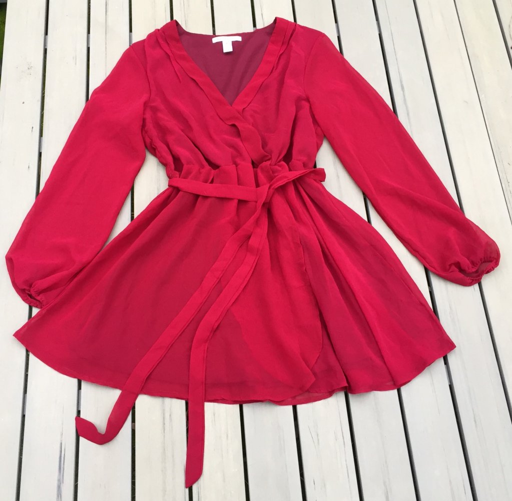 NELLY Chiffon KLEID kirschrot Gr. 40