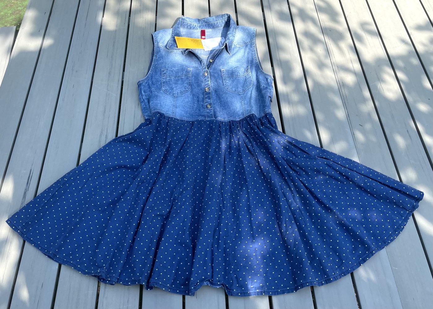 H&M JEANSKLEID mit POLKADOTS Gr. 40