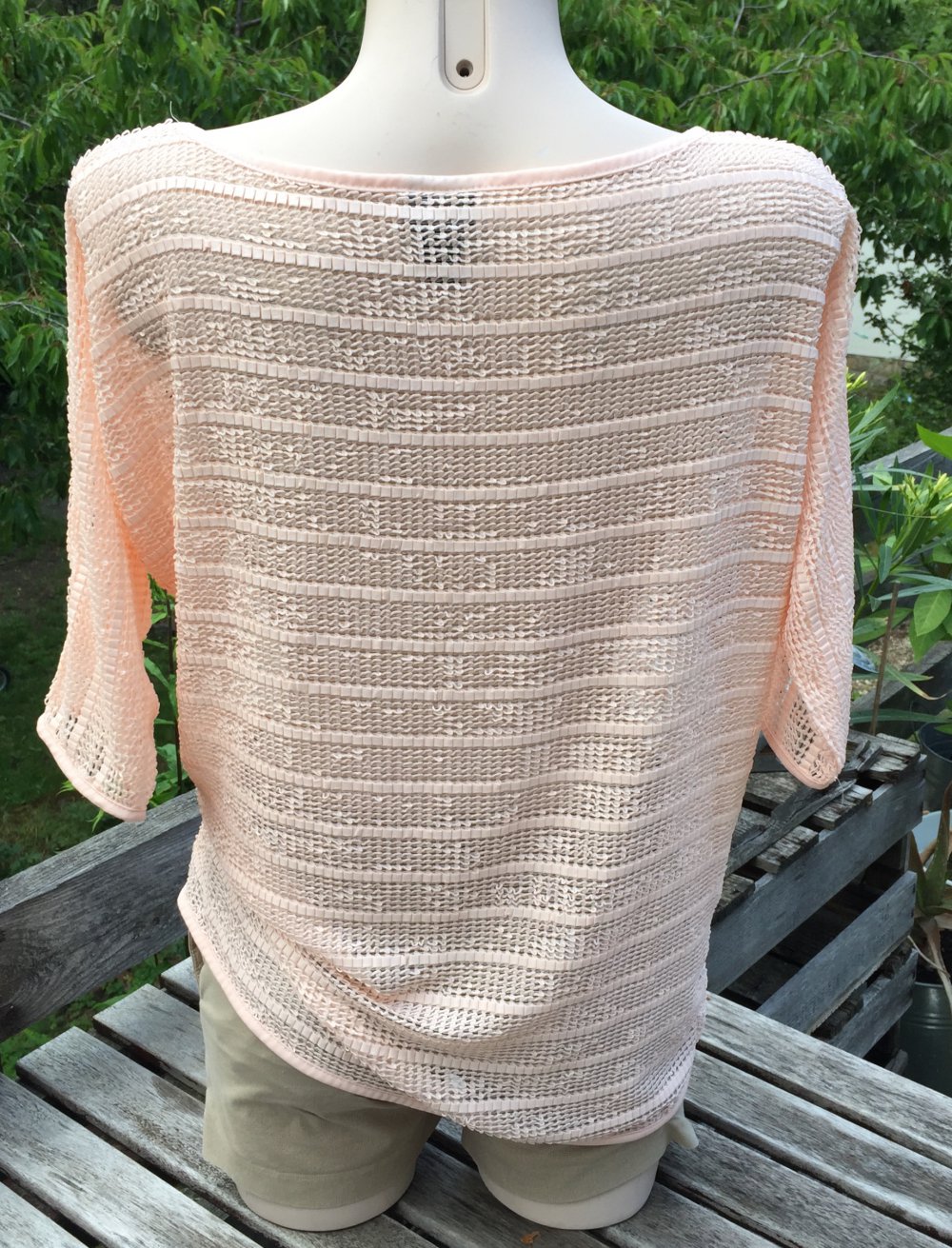 H&M Pulli OBERTEIL peach semitransparent Gr. XS