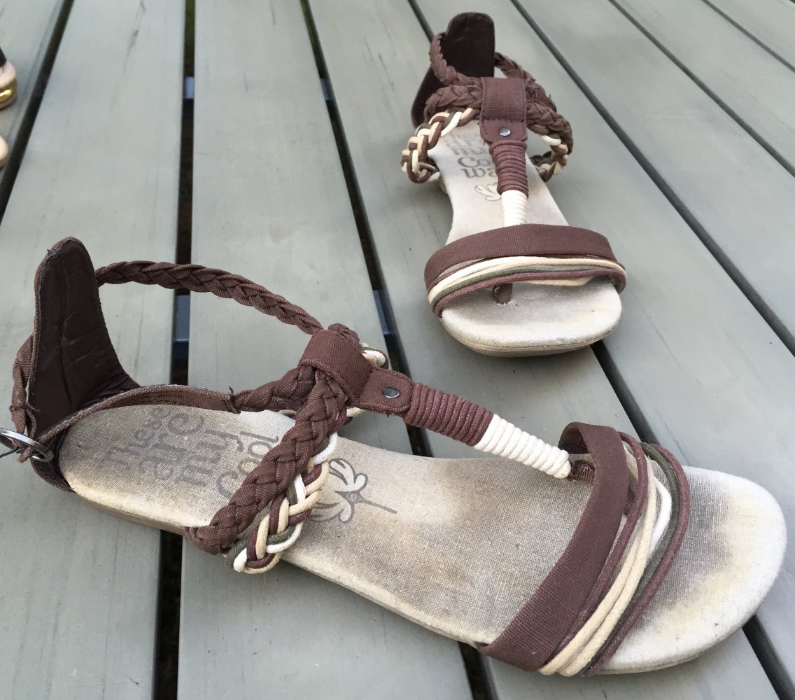 COOL WAY Zehentrenner SANDALE beige/braun Gr. 37