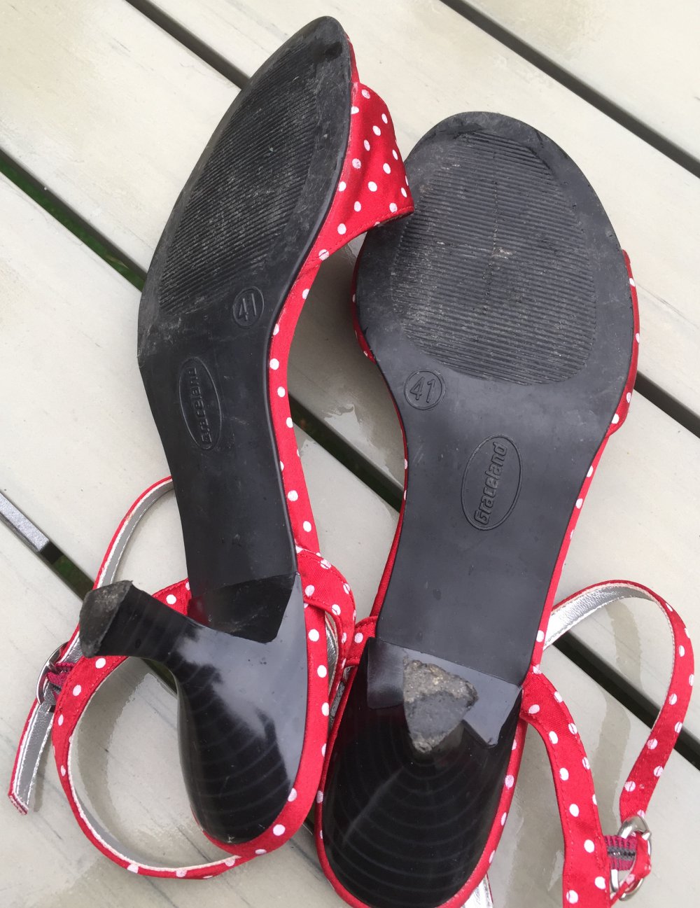 Graceland SANDALETTE Polkadots  rot/weiß Gr. 41
