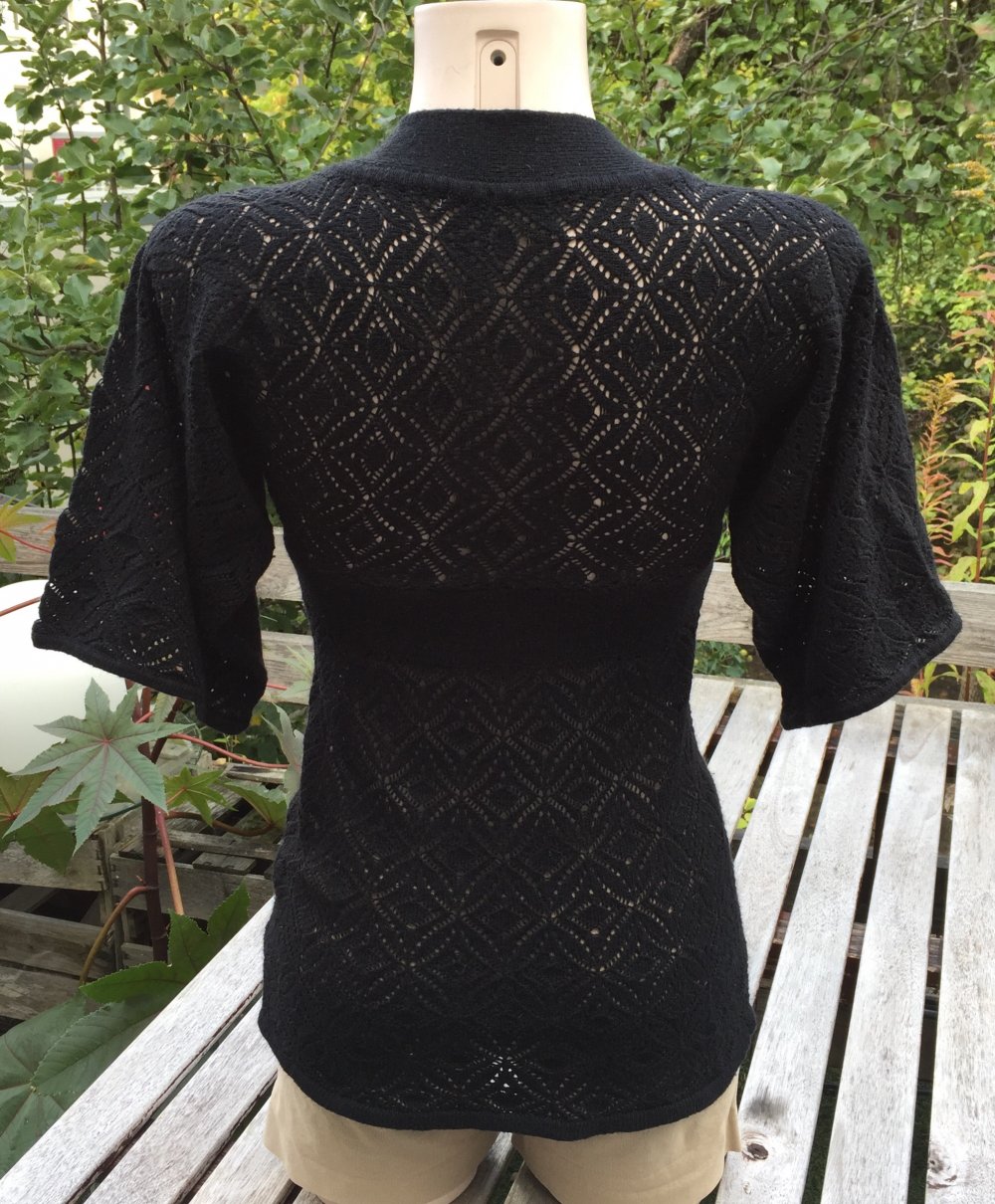 VERO MODA Kimono PULLOVER Häkelpulli schwarz XS