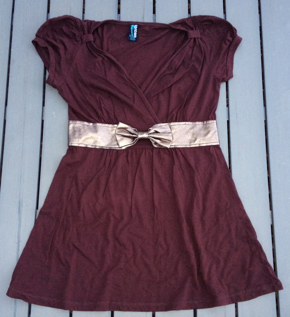 EMPIRE Tunika SHIRT braun / kupfer SCHLEIFE Gr. L