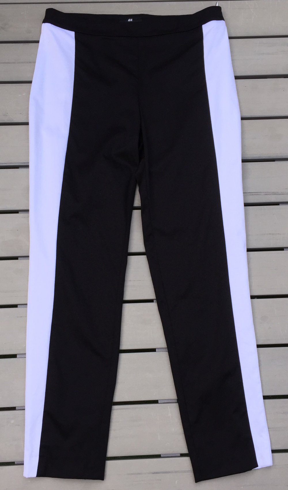 H&M SLACKS Stretch HOSE schwarz/weiß Gr. 36