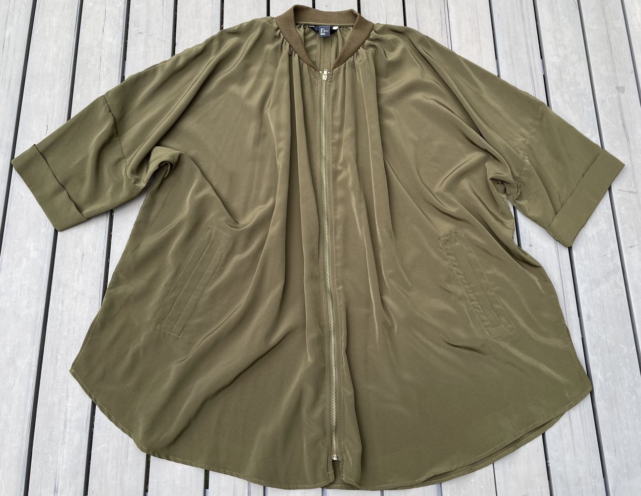 H&M CAPE JACKE Sommerjacke OVERSIZE KIMONO khaki Gr. L