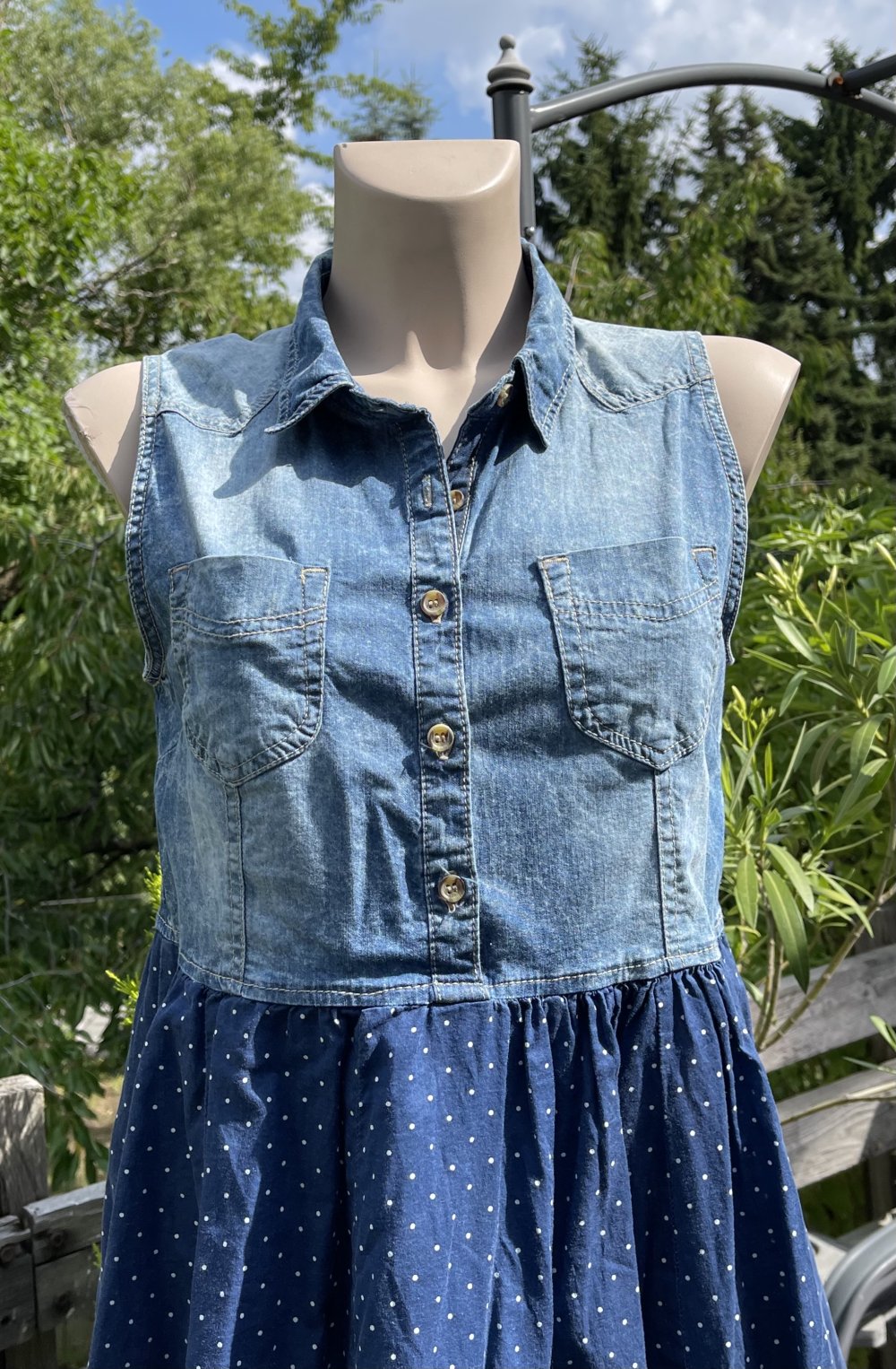 H&M JEANSKLEID mit POLKADOTS Gr. 40
