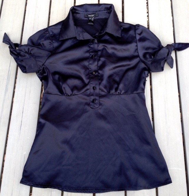 MANGO Satinbluse nachtblau  Bluse Gr. S (XS)