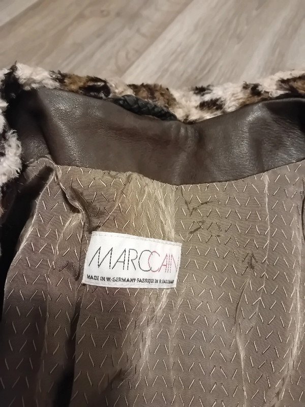 Braune Lederjacke Marc Cain 3 Leo Damen Crop Vintage