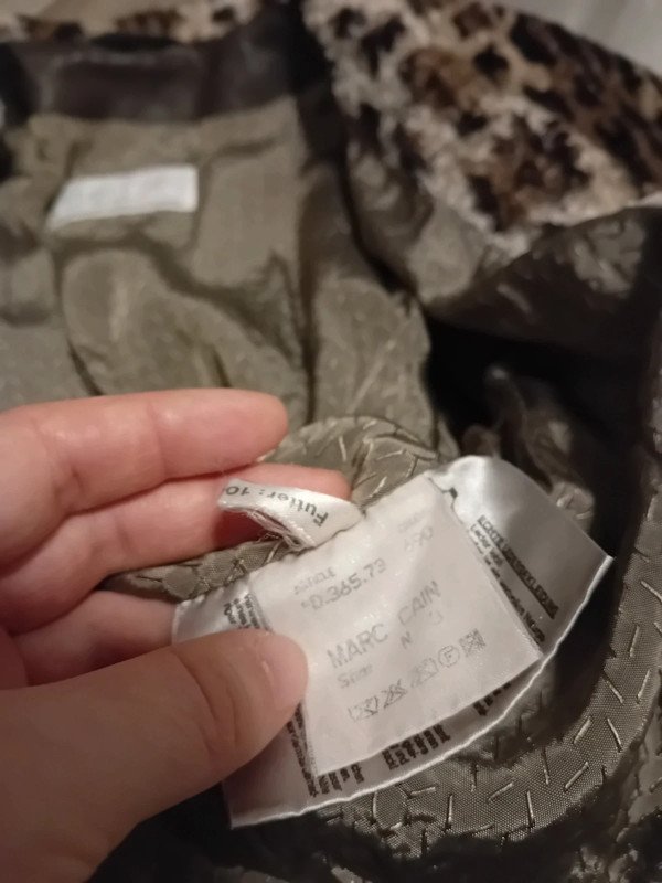 Braune Lederjacke Marc Cain 3 Leo Damen Crop Vintage