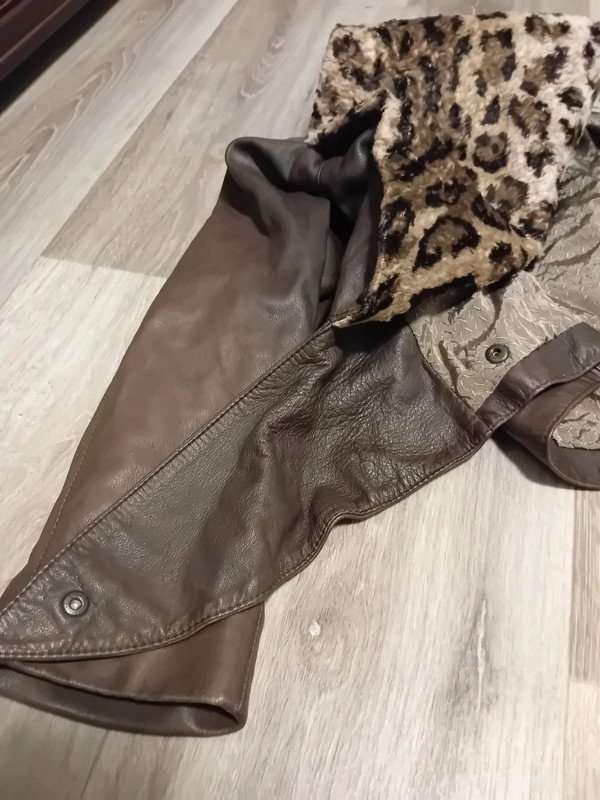 Braune Lederjacke Marc Cain 3 Leo Damen Crop Vintage