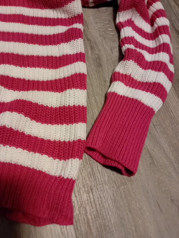 Weiß Pink Gestreifter Pullover V-Ausschnitt Laura Torelli M NEU