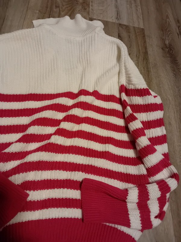 Weiß Pink Gestreifter Pullover V-Ausschnitt Laura Torelli M NEU