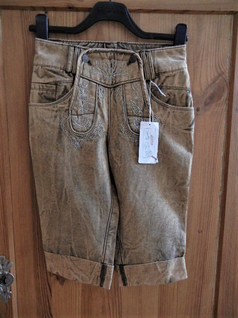 Trachtenhose, Trachtenjeans in Lederoptik LEKRA neu Gr. 34 XS, taupe Bundhose Kniggabogga