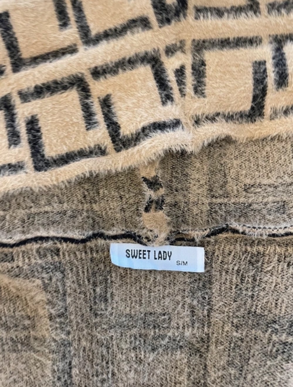 Boutique Strickmantel , Cardigan, Gr. S/M, beige/ schwarz, sehr gut, Teddy