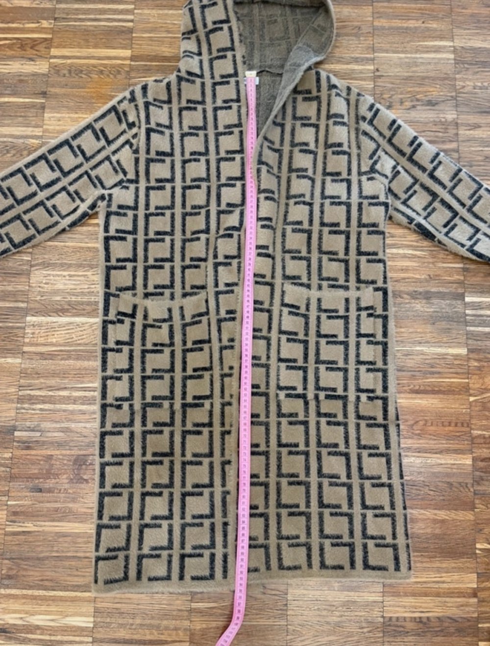 Boutique Strickmantel , Cardigan, Gr. S/M, beige/ schwarz, sehr gut, Teddy