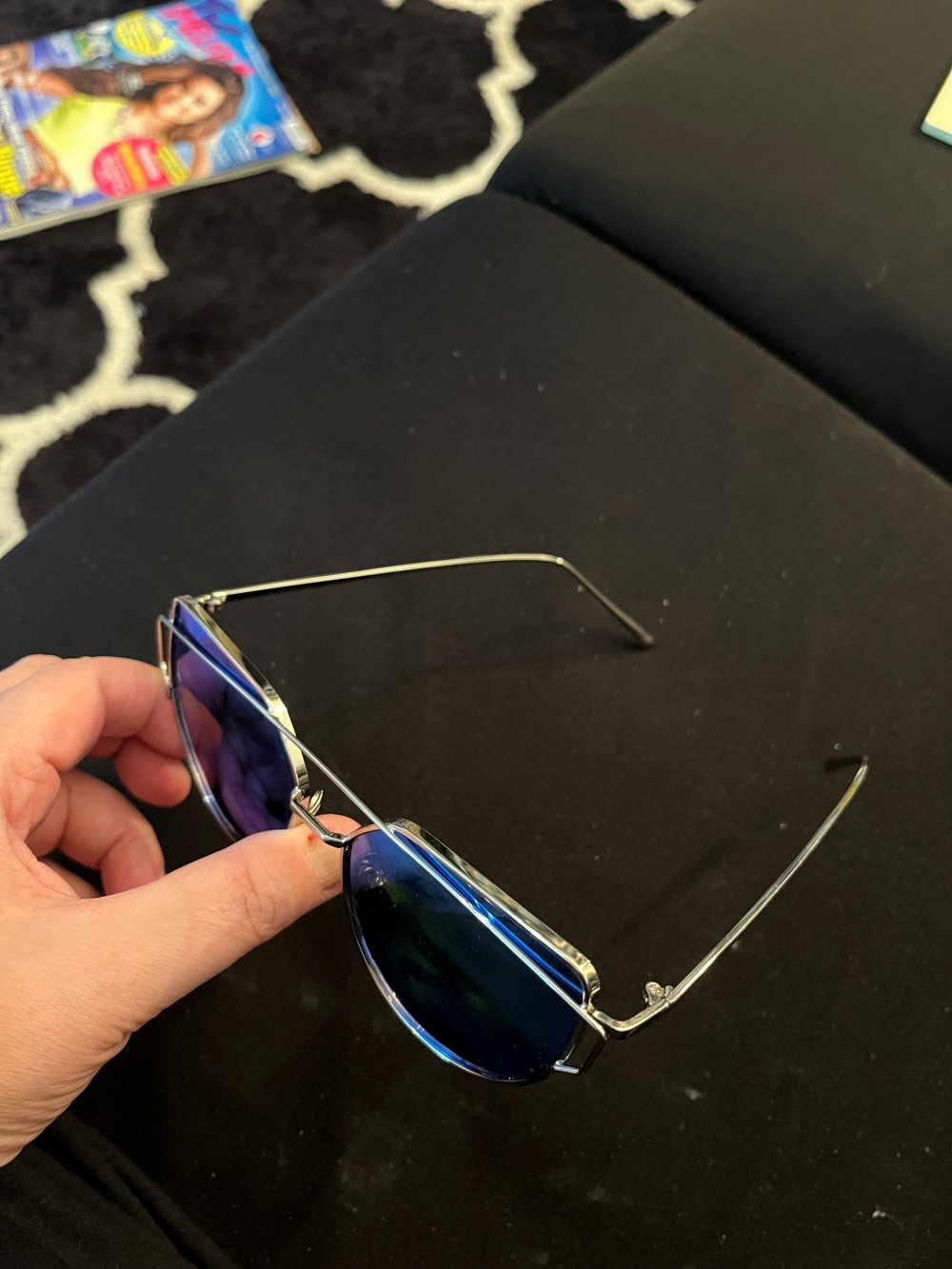 Sonnenbrille Kunststoff mit Metallbügel – türkis verspiegelt