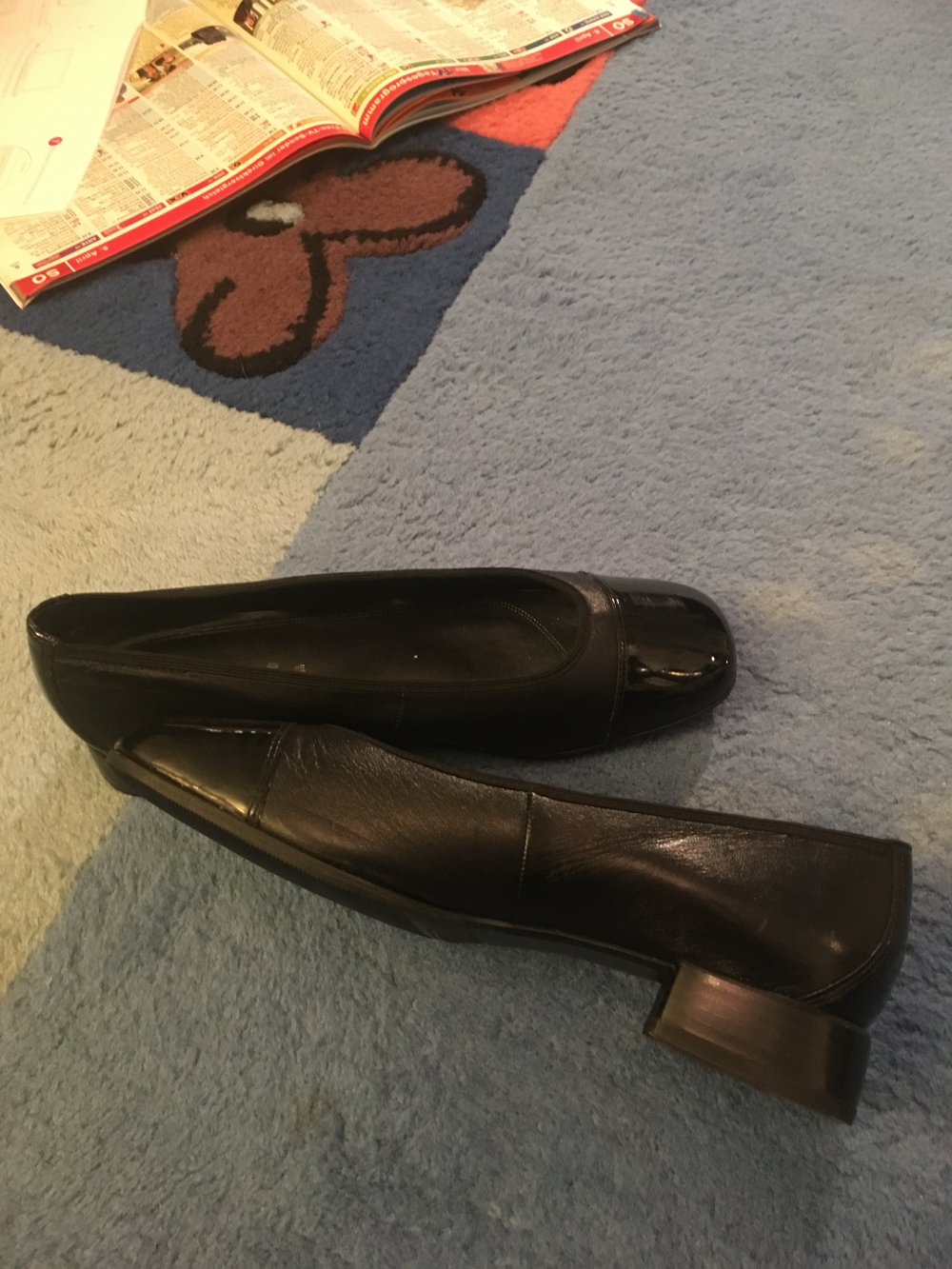Salamander Ballerinas echt Leder schwarz mit Lackkuppe und Lackferse – Grösse 4 ½ - Absatz 2,5 cm