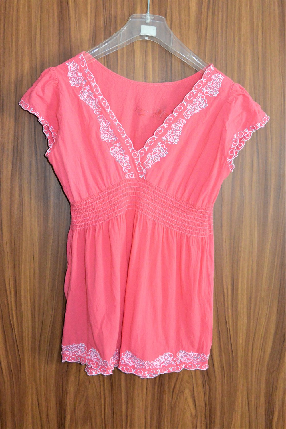 Korrale pinkfarbenes Shirt mit Stickerei Hippie