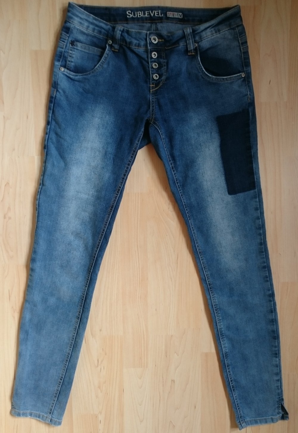 blue-washed Röhrenjeans Skinny Jeans