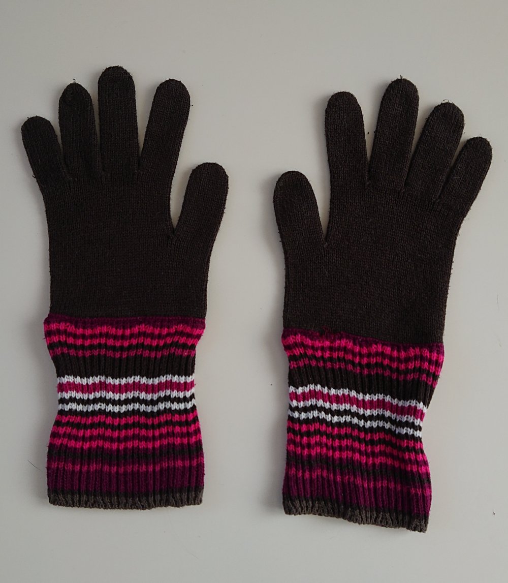 Strickhandschuhe braun mit Streifen