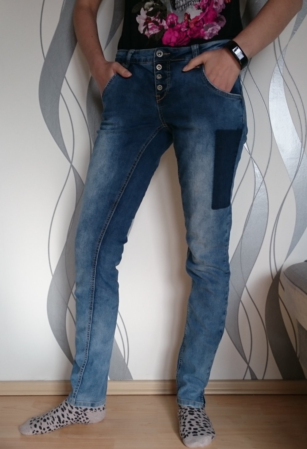 blue-washed Röhrenjeans Skinny Jeans