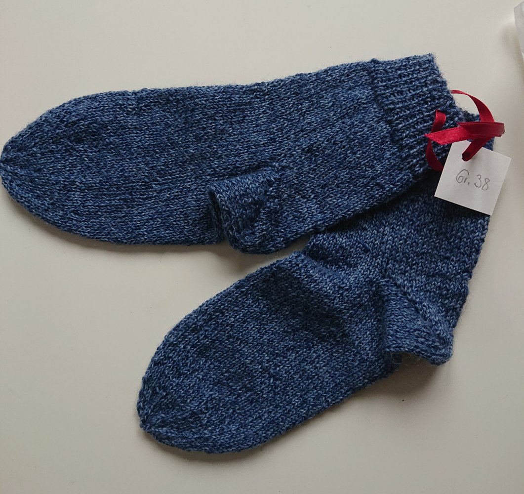 Stricksocken Wollsocken blau
