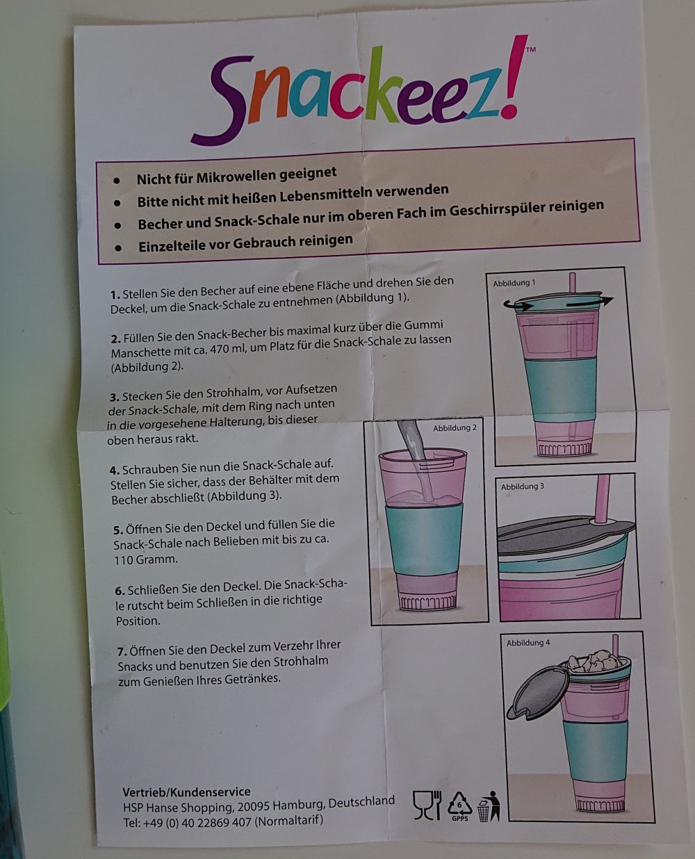 großer 2in1 Trinkbecher mit Snackdose Cup to go