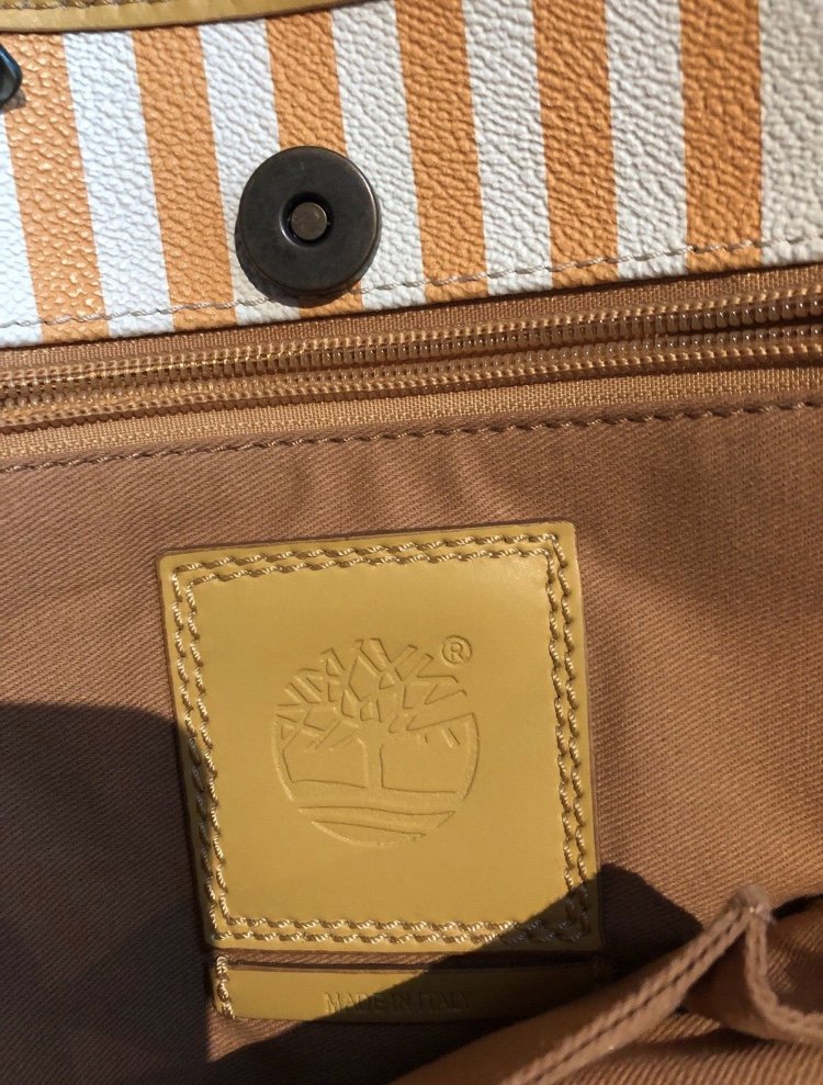 Timberland Shopper Leder gestreift weiß gelb NEU