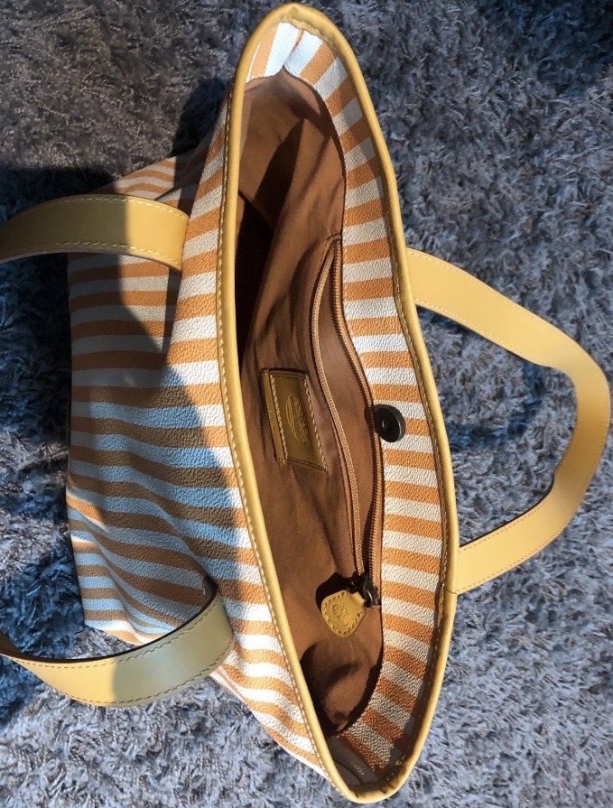 Timberland Shopper Leder gestreift weiß gelb NEU