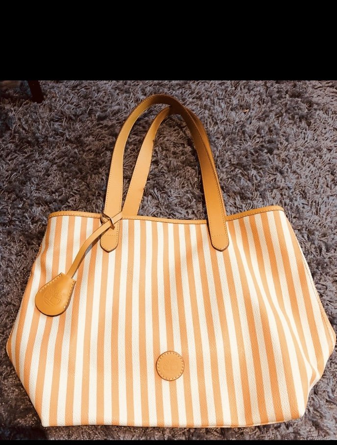 Timberland Shopper Leder gestreift weiß gelb NEU