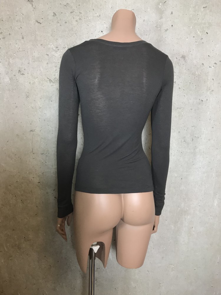 Shirt Viskose & Wolle figurbetonter Schnitt, Braun & Silber Druck