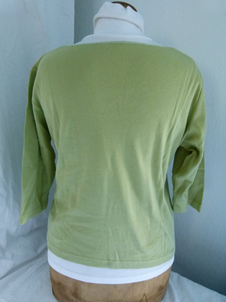 Basic Shirt mit dreiviertel Arm, hellgrün, Stretch, Mori Boho Goa Festival Lagenlook