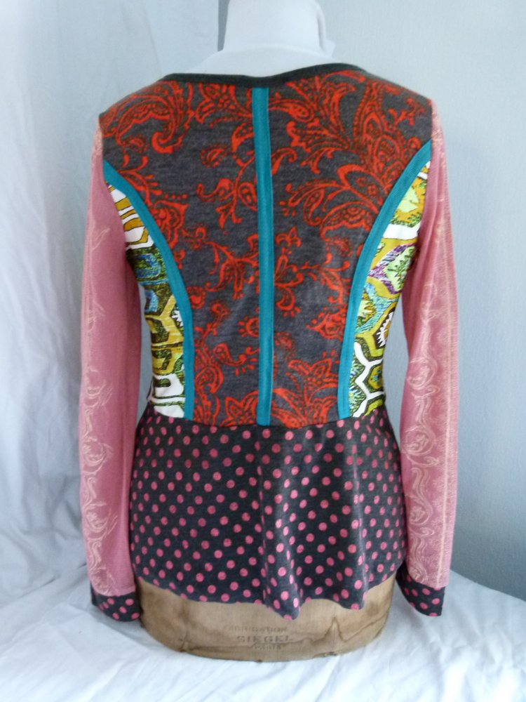 Goa Bluse Jacke Cardigan, bunt und wild gemustert, Lagenlook Mori Hippie Festival Patchwork Psy Elfen Fairy Sommer 
