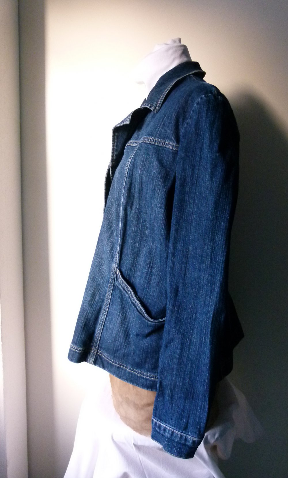 Jeans Jacke, dunkelblau, Stretch, Plus Size, Boho Casual Festival Lagenlook