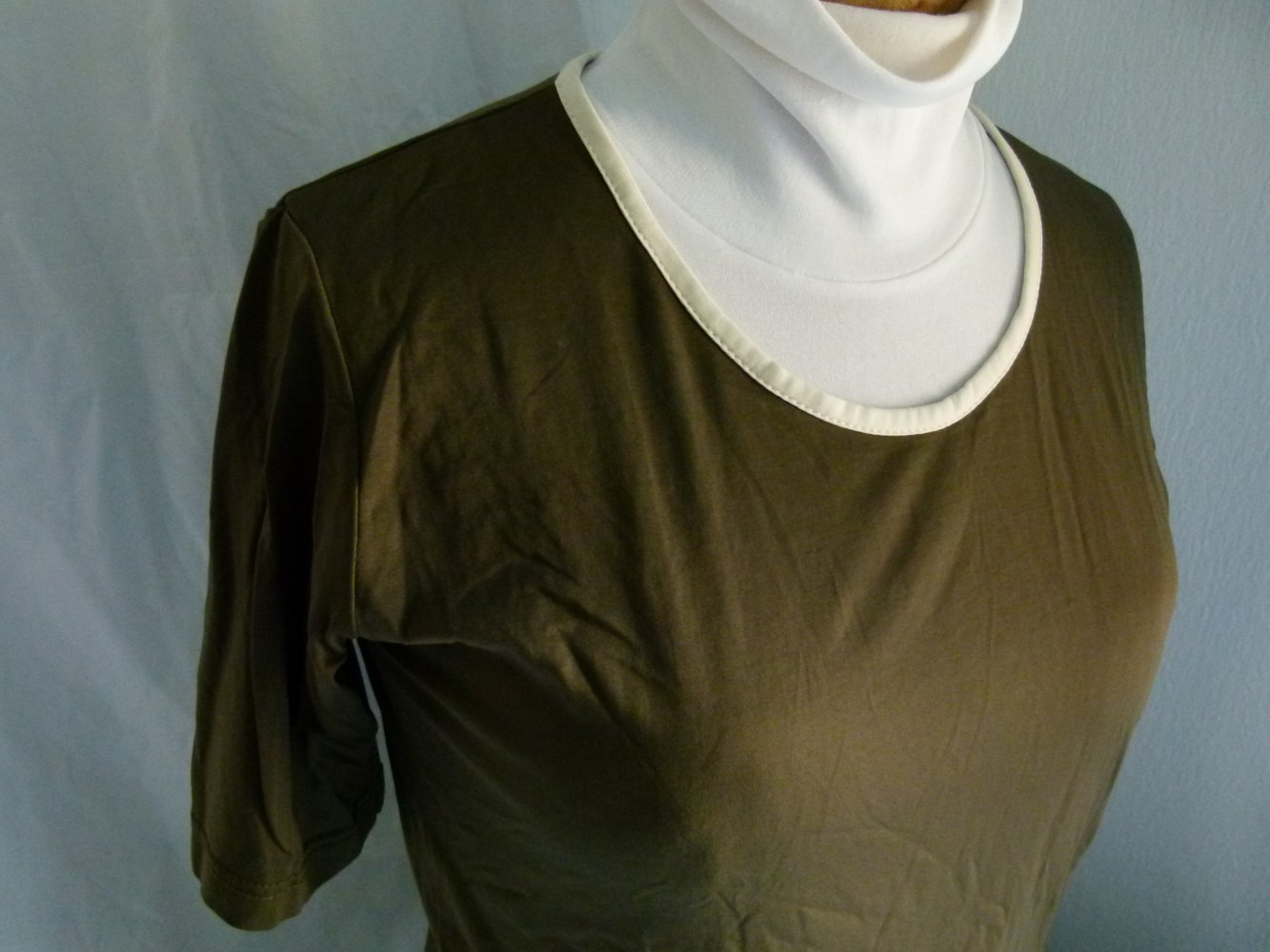 Basic Shirt, waldgrün oliv khaki, Stretch, Mori Boho Goa Festival Lagenlook Sport Yoga